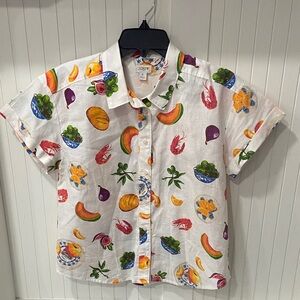 J. Crew Multicolor Fruit Print Shirt
